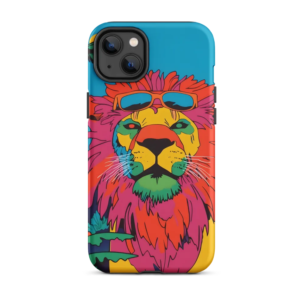 Lion with Sunglasses: A Vibrant Tropical Portrait