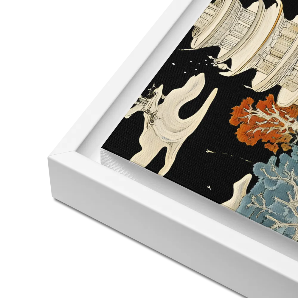 Whispers of the Pagoda | Canvas with White Frame | 12″×16″