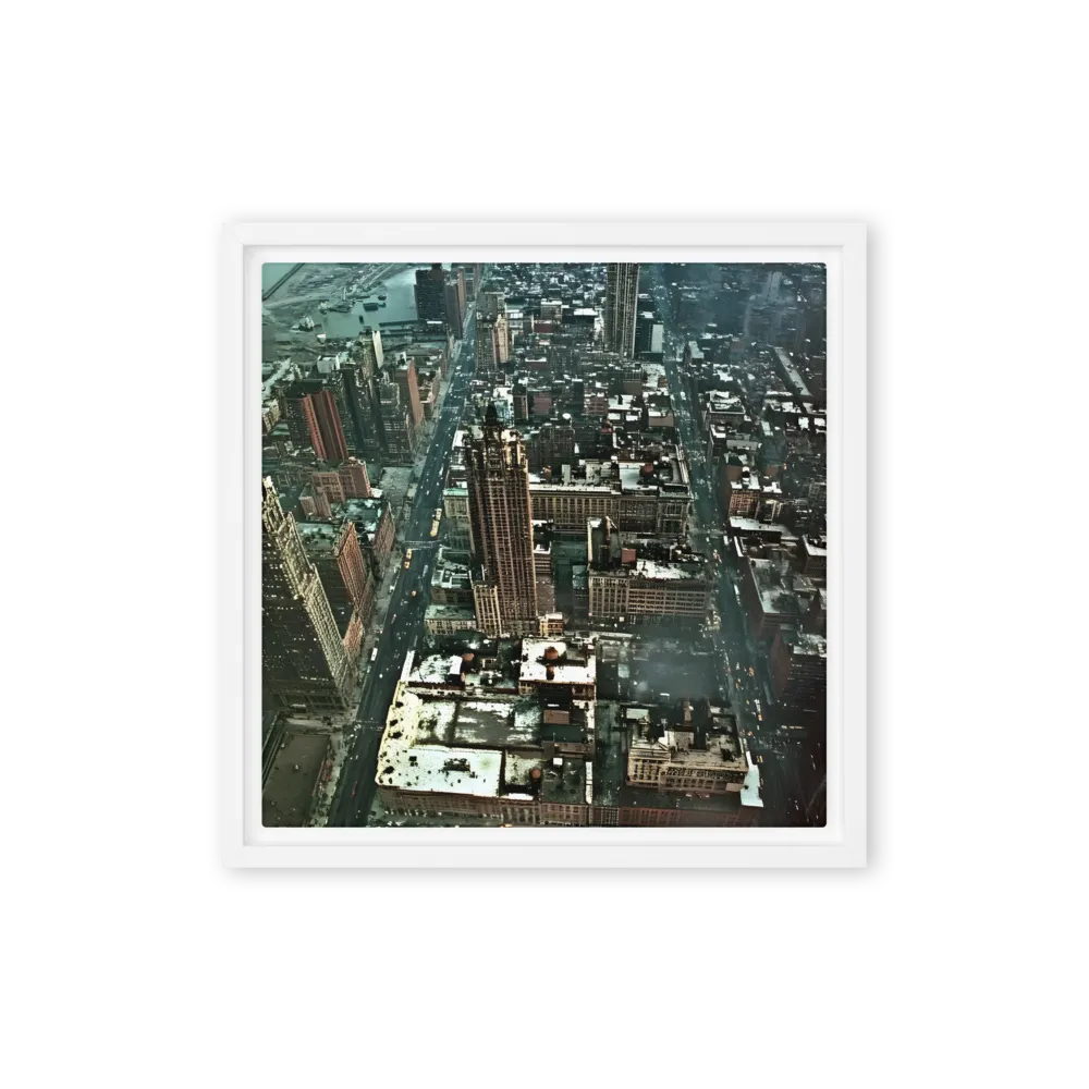 Aerial Symphony of Urban Life | Canvas with White Frame | 12″×12″