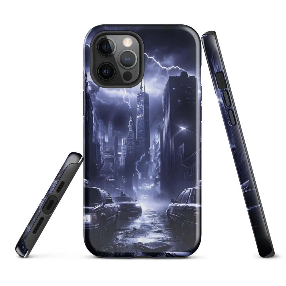 Stormy Cityscape: Shadows of the Night | Phone Case |  12 Pro Max | Tough Case | Glossy