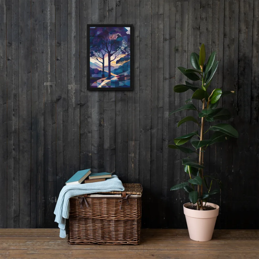 Tranquil Geometry: A Journey Through Color | Canvas with Black Frame | 12″×18″