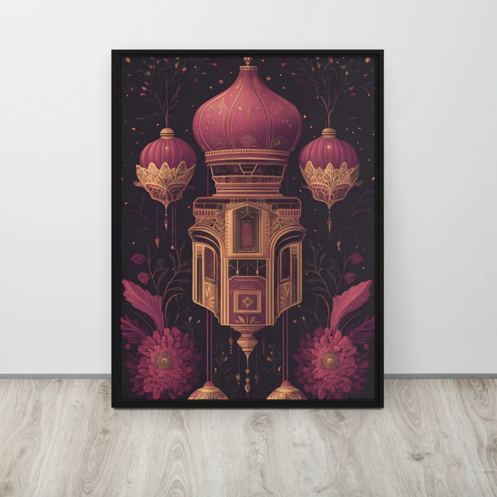 Ornate Harmony: A Digital Floral Architecture | Canvas with Black Frame | 24″×32″