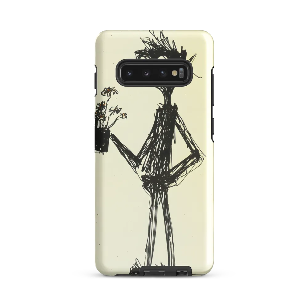 Whimsical Figure with Flowers | Phone Case |  S10 Plus | Tough Case | Glossy