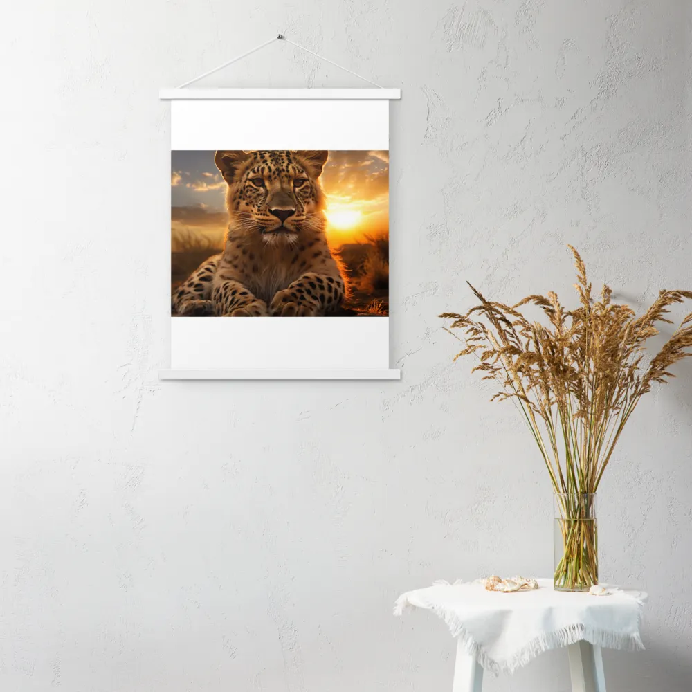 Regal Presence: The Leopard at Sunset | Poster With White Wood Hanger | 18″×24″