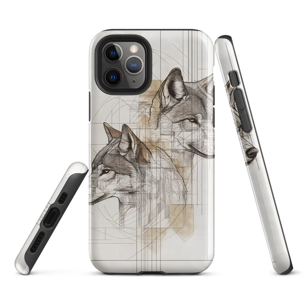 Geometric Harmony: The Essence of Wolves | Phone Case |  11 Pro | Tough Case | Glossy