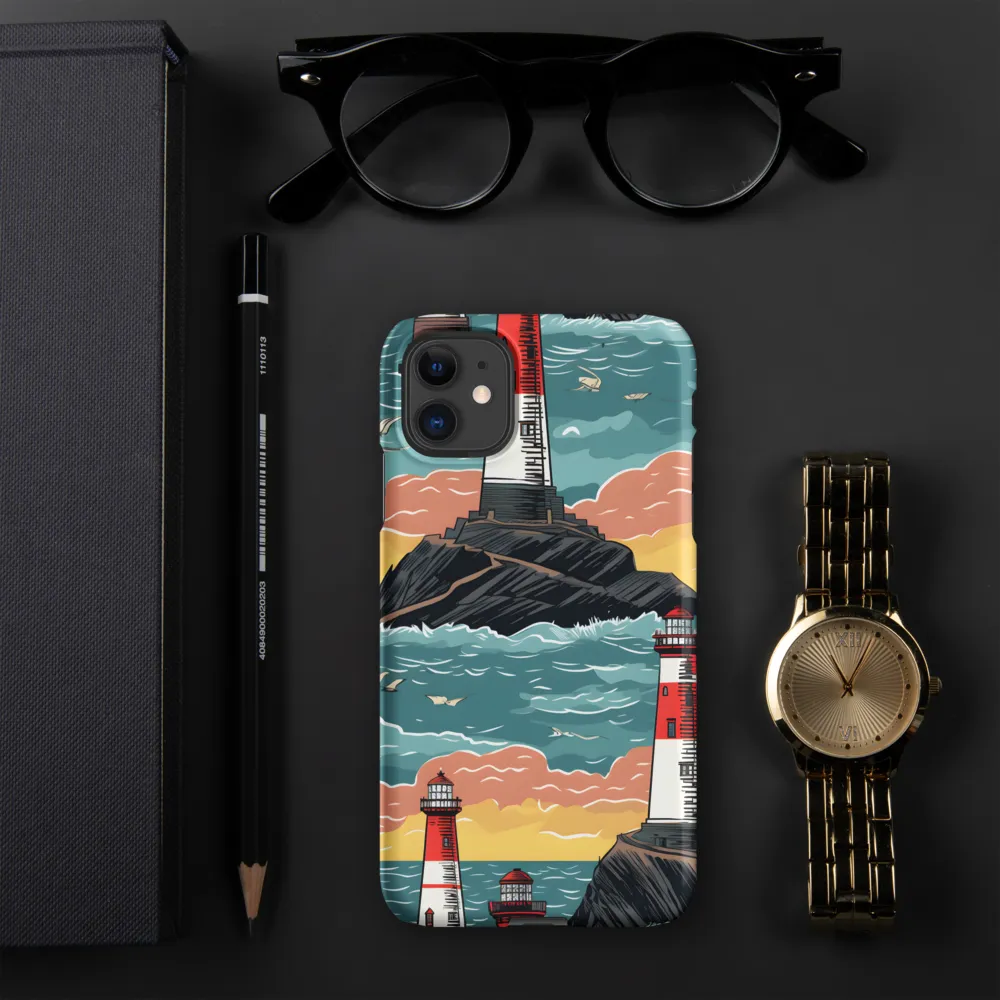 Lighthouses in a Whimsical Ocean | Phone Case |  11 | Snap Case | Matte
