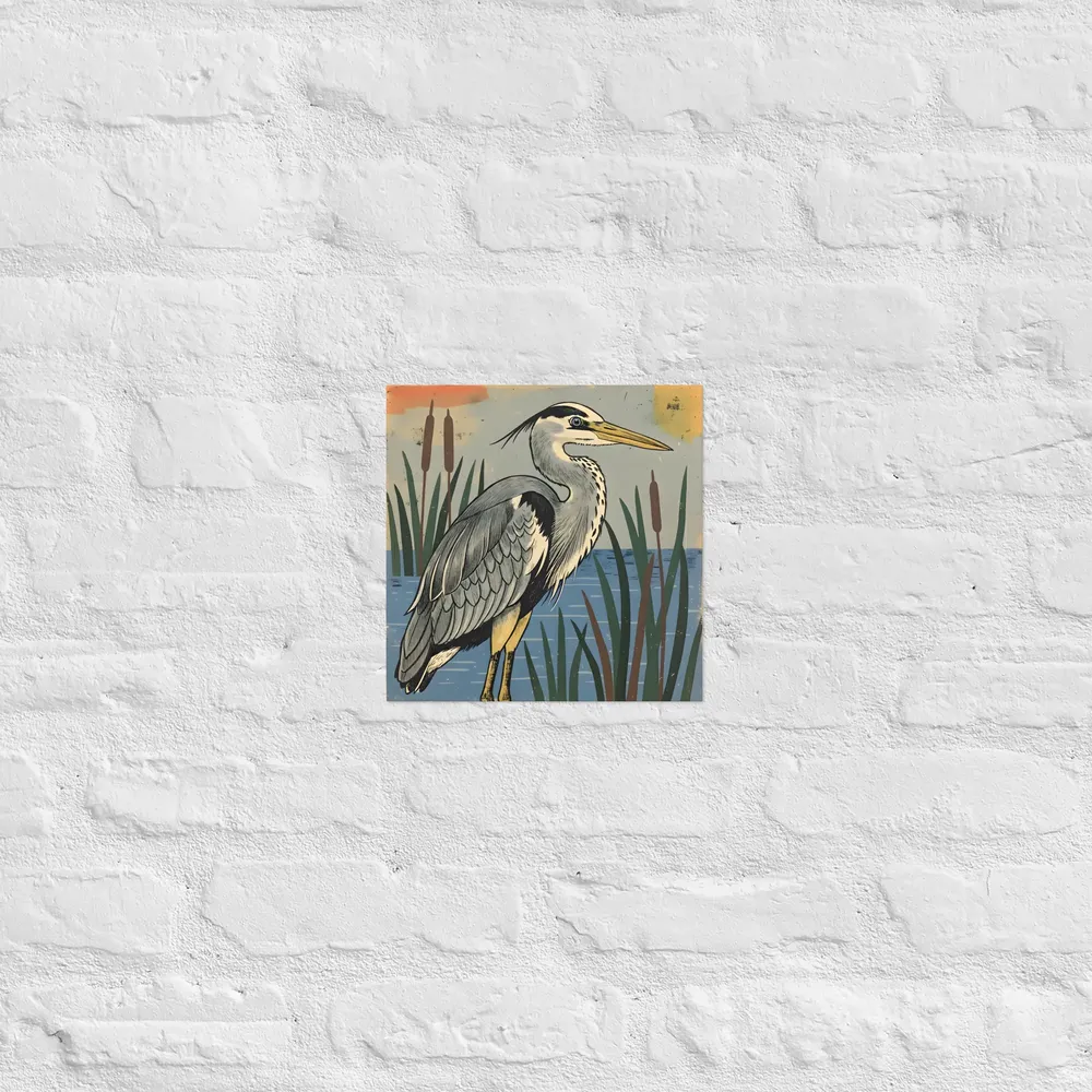 Marsh Heron 
 Poster | 10″x 10″