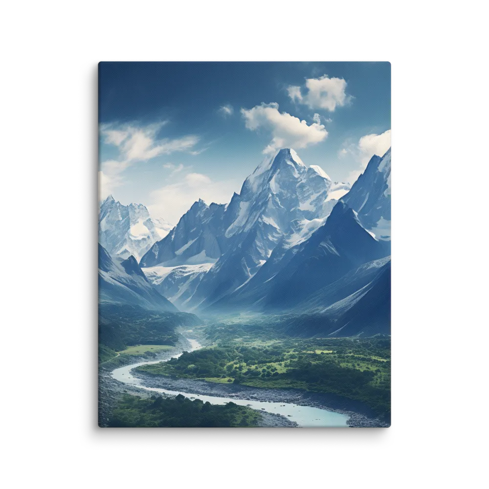 Majestic Serenity: A Landscape of Mountains and Rivers | Canvas | 16″×20″