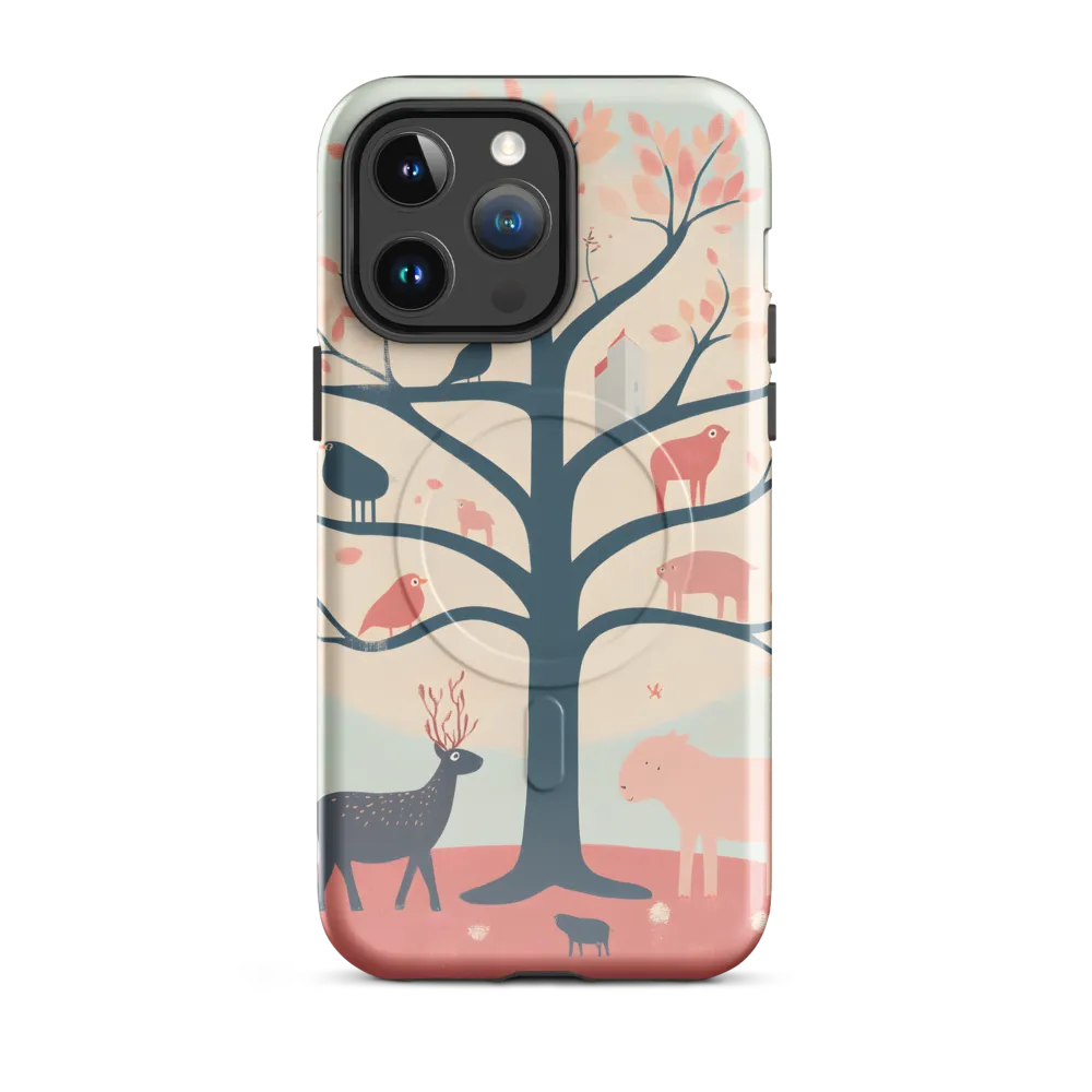 Whimsical Tree with Playful Creatures | Phone Case |  14 Pro Max | MagSafe® Tough Case | Glossy