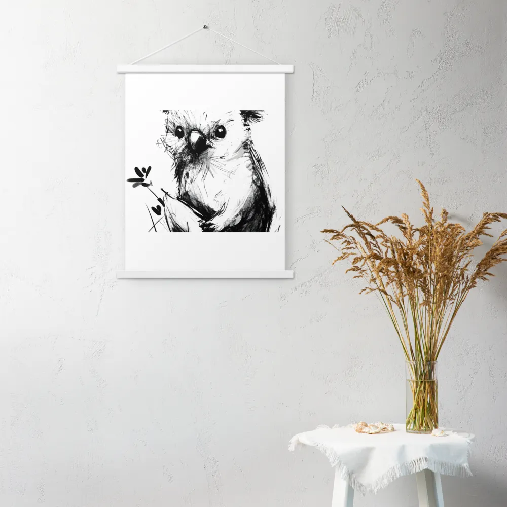 Whimsical Koala in Ink | Poster With White Wood Hanger | 18″×24″
