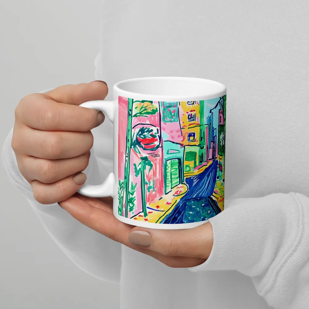 Dreamy Street in Vibrant Hues | Mug with White inside | 11 oz