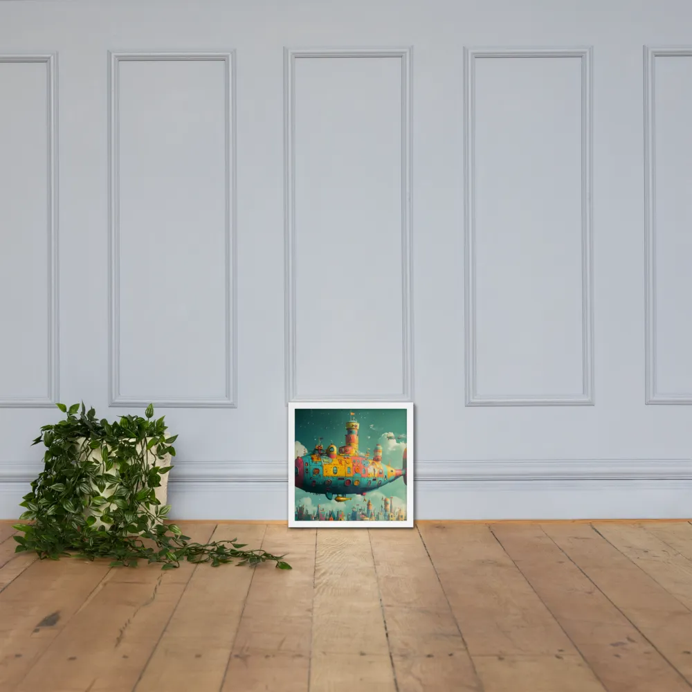 Submerged Dreams: A Whimsical Voyage | Poster with White Frame | 14″×14″