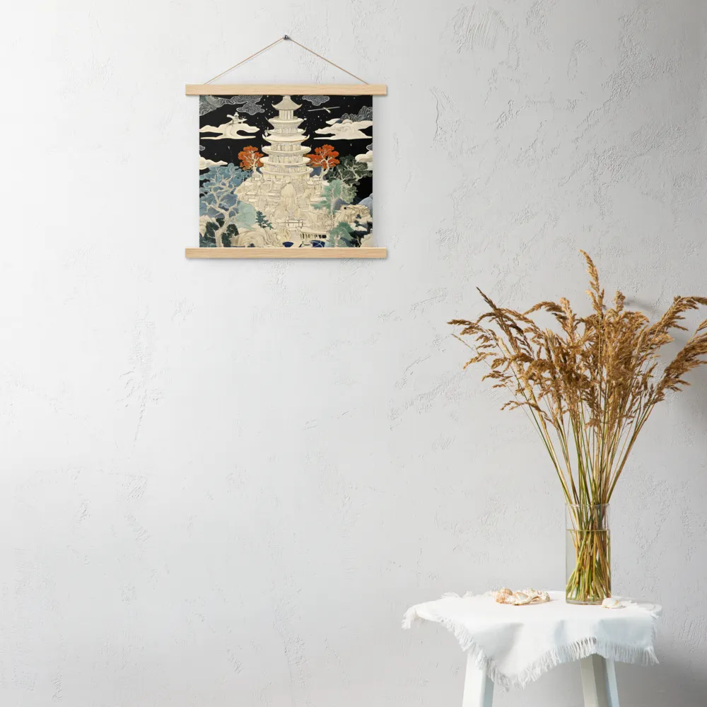 Whispers of the Pagoda | Poster With Oak Wood Hanger | 14″×14″