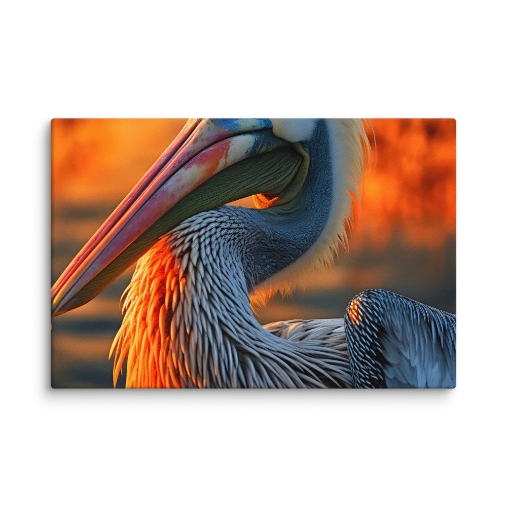 Elegance of the Pelican at Sunset | Canvas | 12″×18″