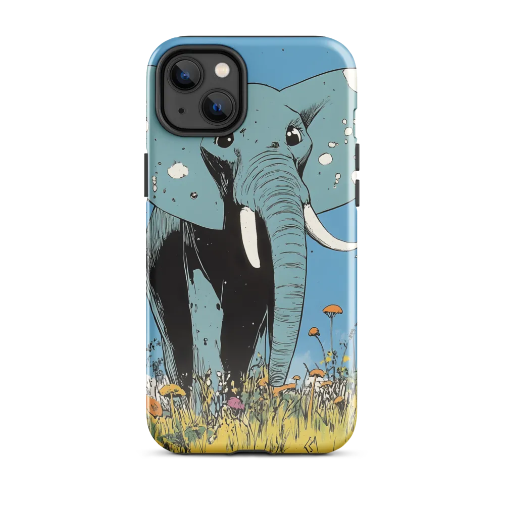 Whimsical Blue Elephant in Bloom