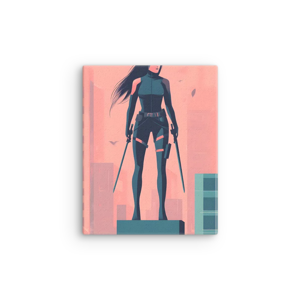 Urban Sentinel: A Warrior's Stand | Thin Canvas | 8″×10″