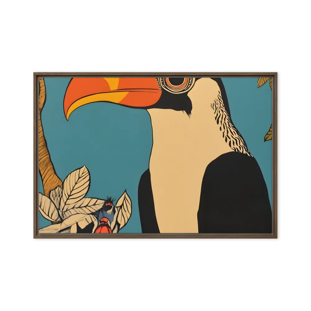 Tropical Majesty: The Toucan at Rest | Canvas with Brown Frame | 20″×30″