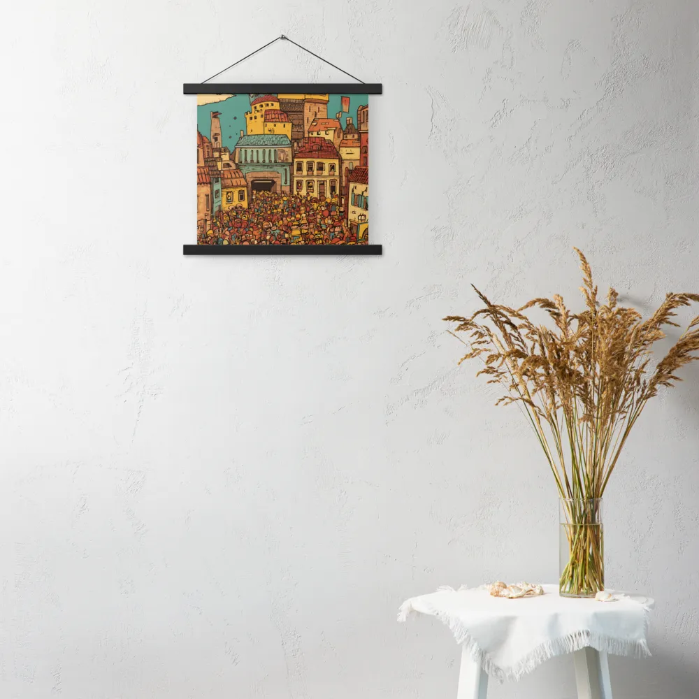 The Quirky City Gathering | Poster With Black Wood Hanger | 14″×14″