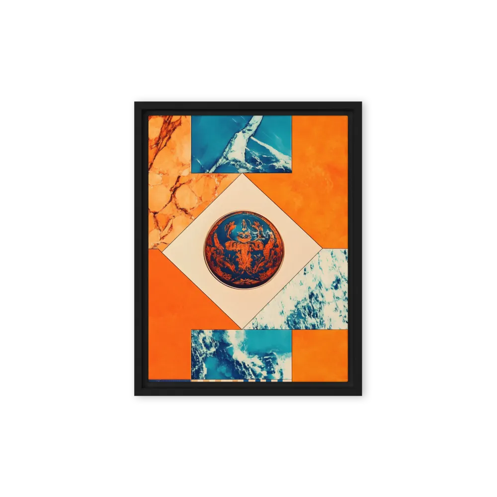 Harmonious Encounters: Abstract Geometry | Canvas with Black Frame | 9″×12″