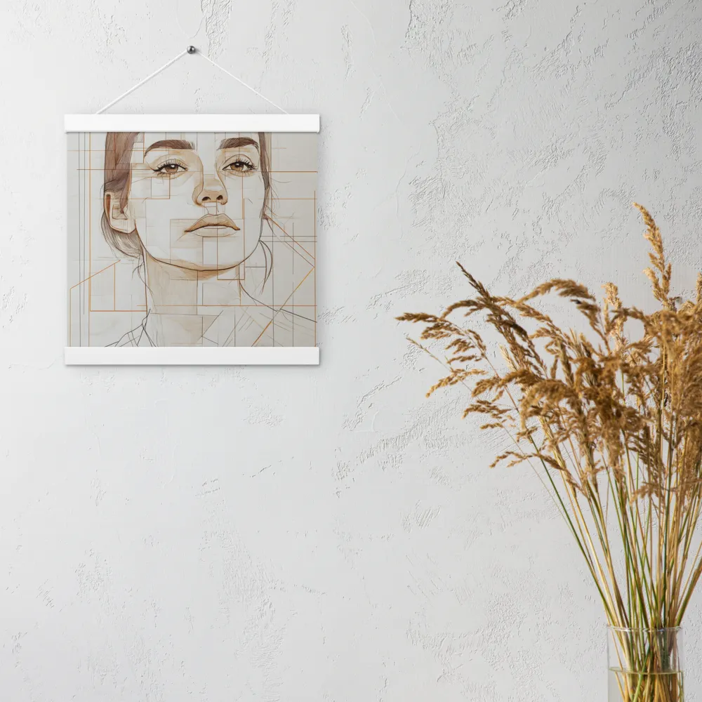 Geometric Serenity: A Minimalist Portrait | Poster With White Wood Hanger | 12″×12″