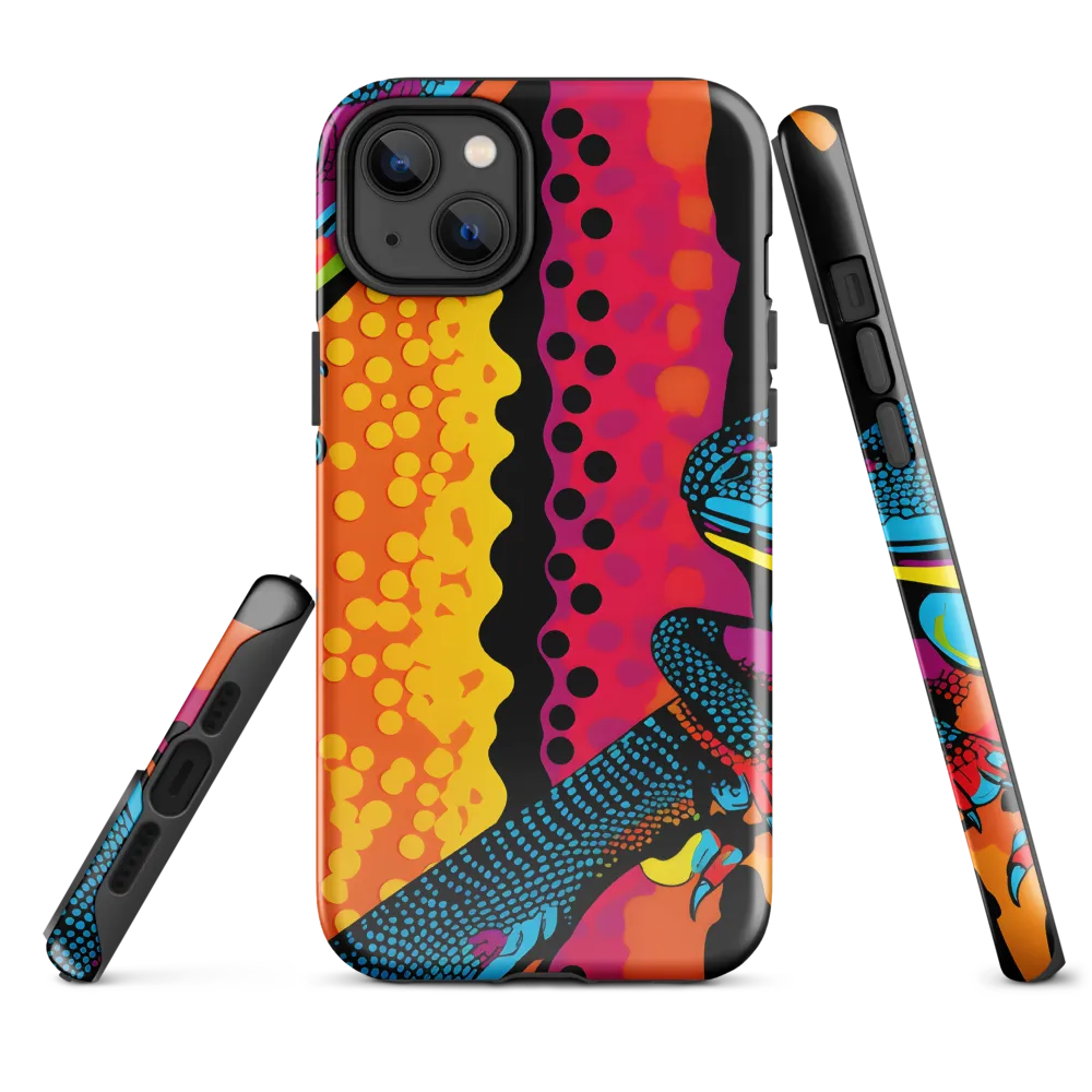 Colorful Encounters: The Playful Geckos | Phone Case |  14 Plus | Tough Case | Glossy