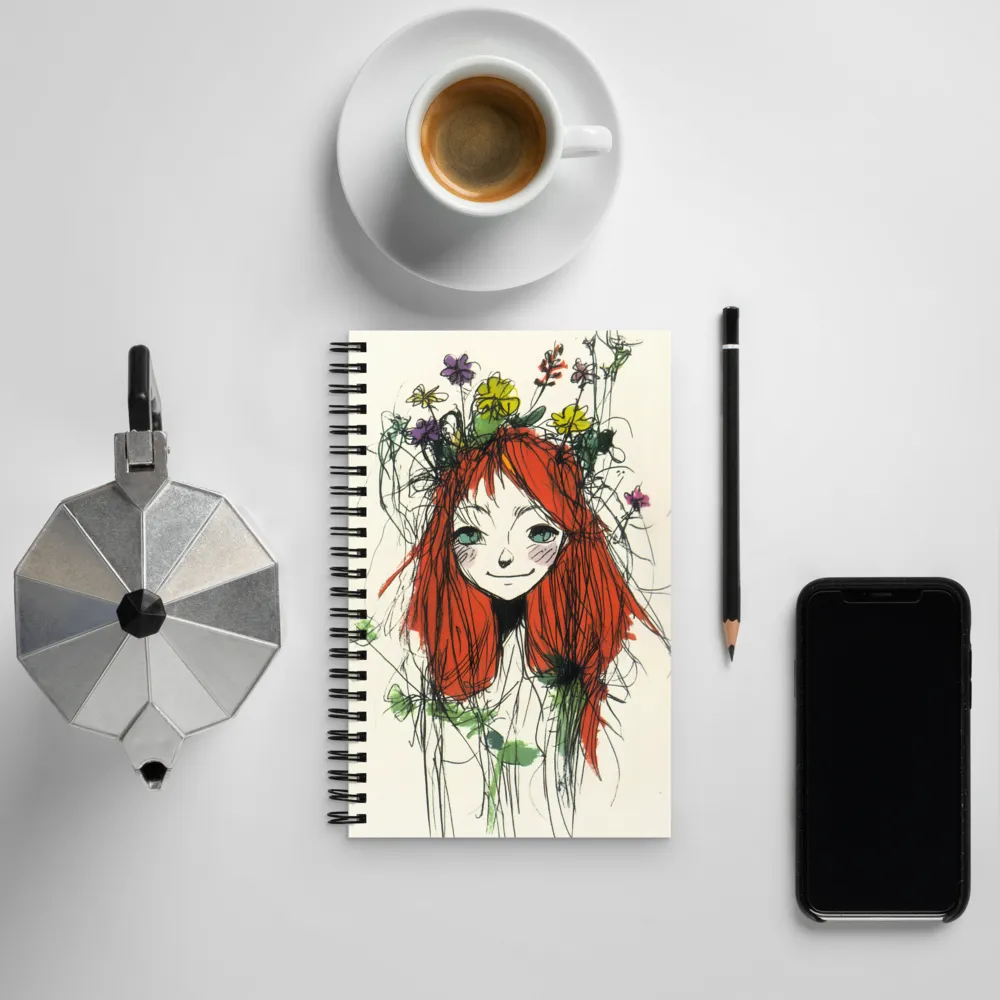 Whimsical Floral Portrait | Spiral Notebook