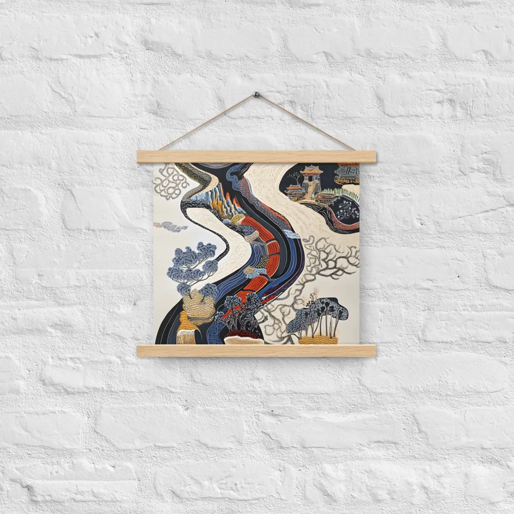 Flow of Tranquility | Poster With Oak Wood Hanger | 14″×14″