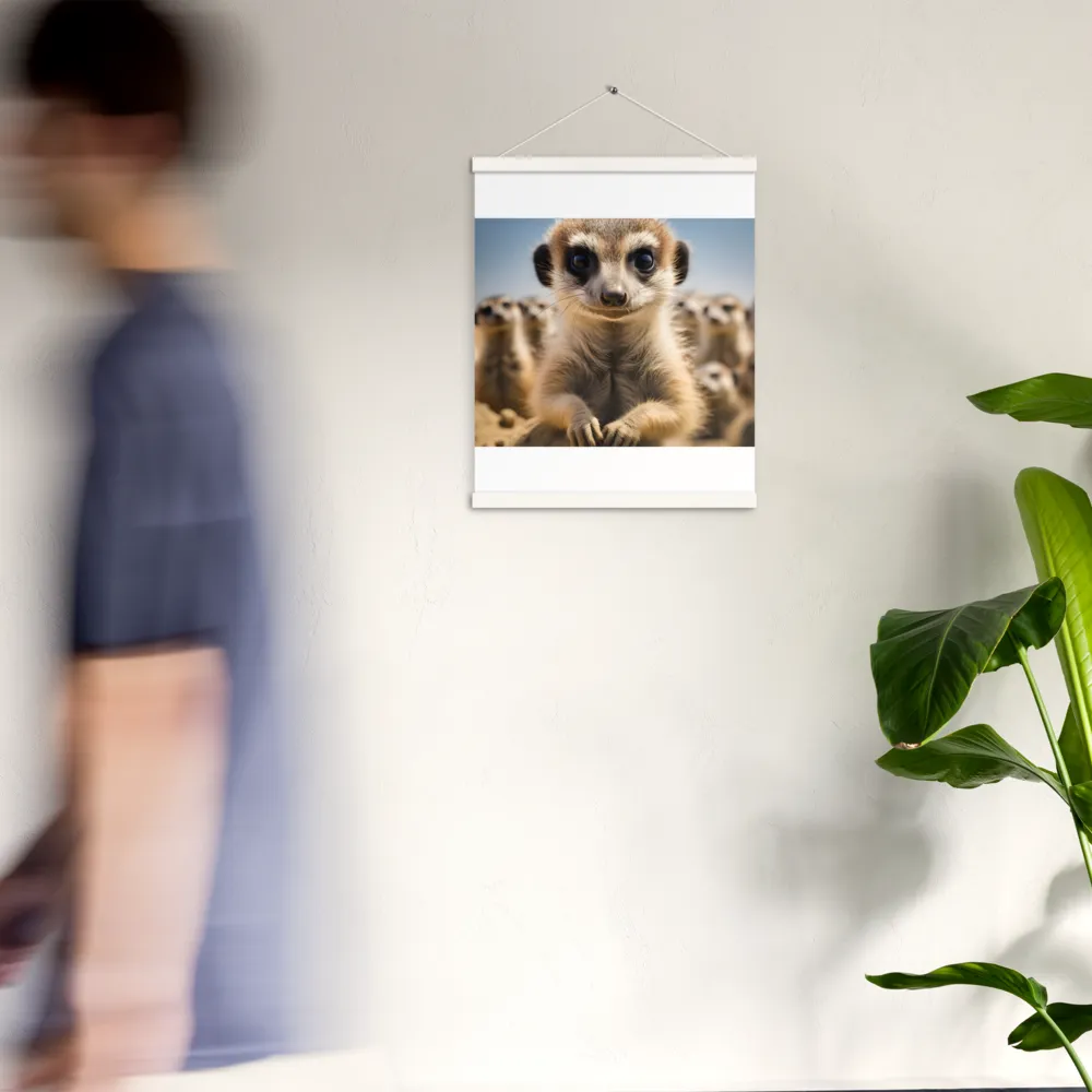 Curious Stance: The Meerkat's Gaze | Poster With White Wood Hanger | 16″×20″