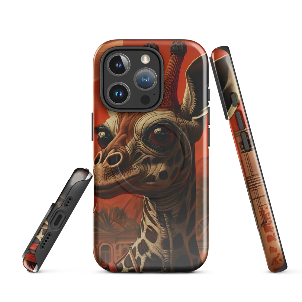 Whimsical Giraffe in an Orange Dreamscape