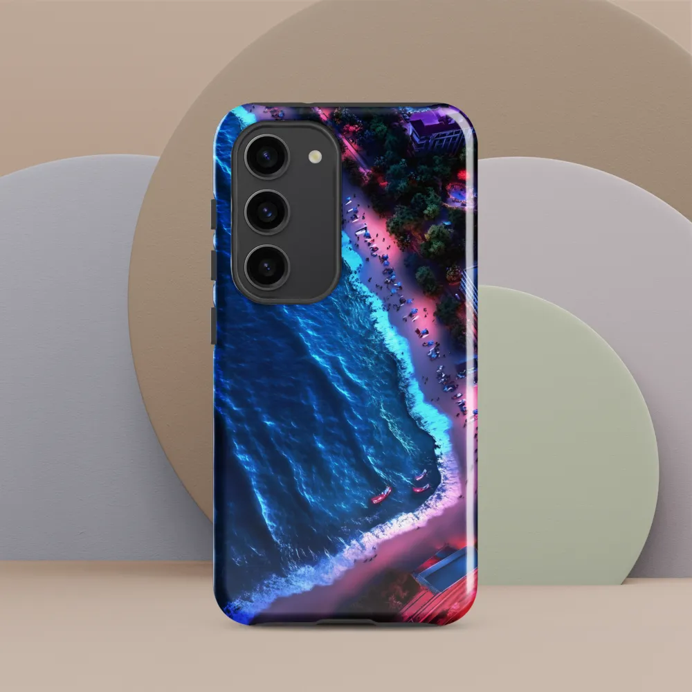 Twilight Reflections: A Serene Beach Aerial | Phone Case |  S23 | Tough Case | Glossy