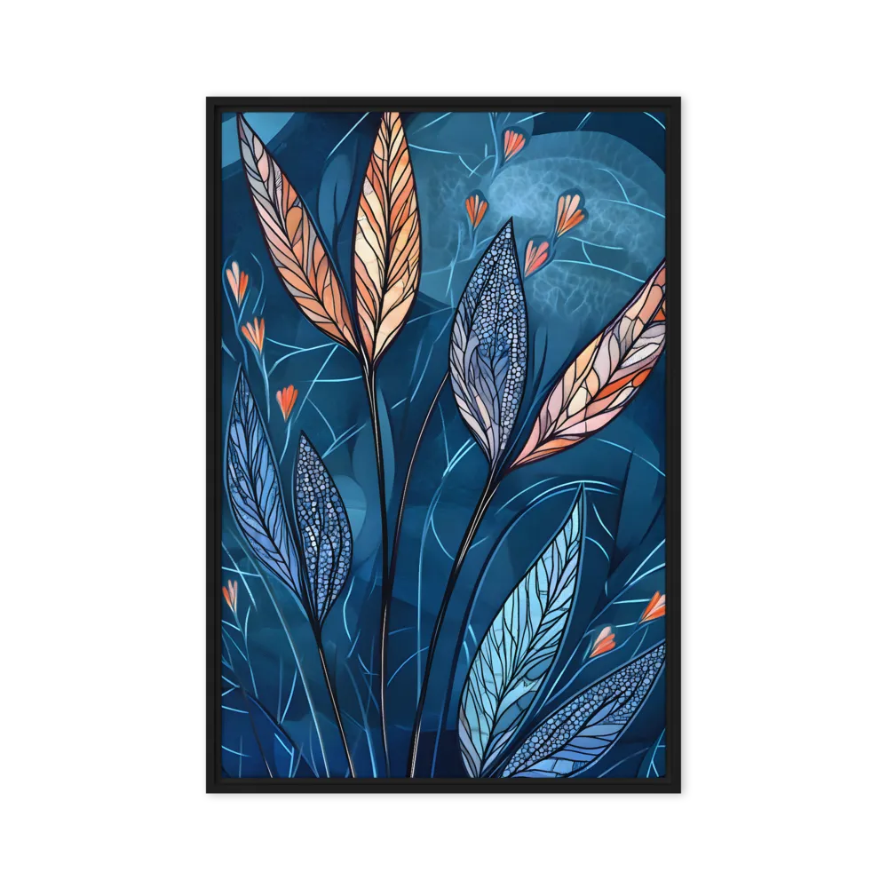 Art Nouveau Botanical Serenity 
 Canvas with Black Frame