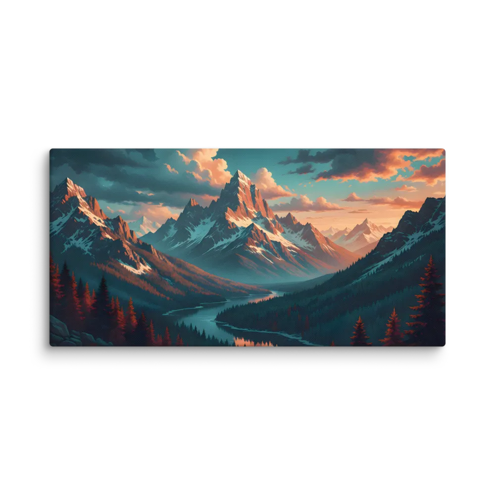 Alpine River Serenity 
 Canvas | 16″x 32″