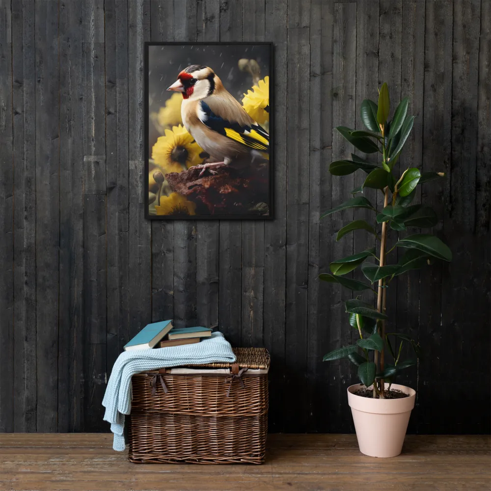 Harmony in Nature: A Goldfinch Amidst Blooms