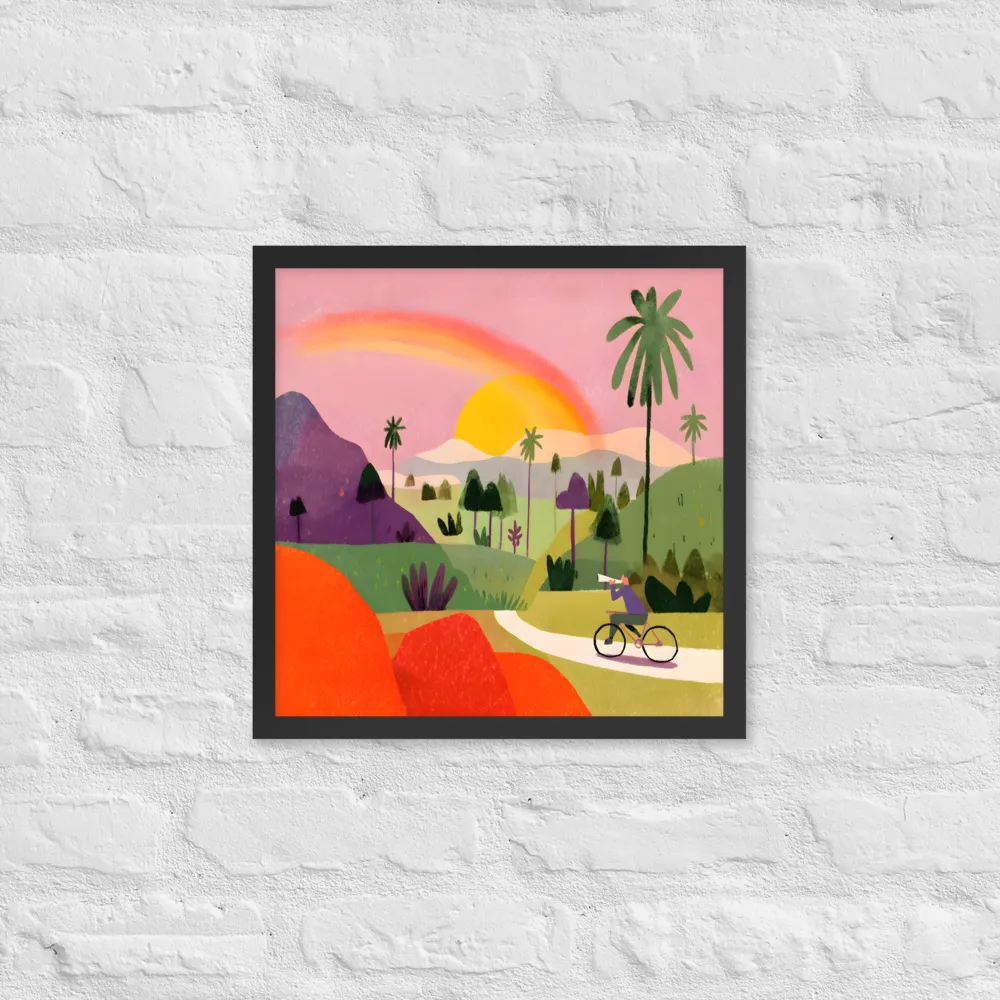 Sunlit Bicycle Ride 
 Poster with Black Frame | 16″x 16″