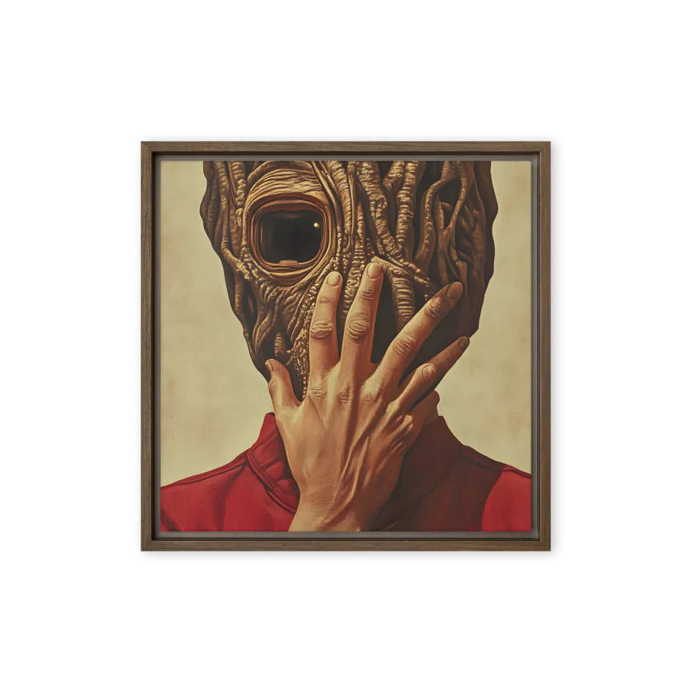 The Mask of Roots | Canvas with Brown Frame | 16″×16″