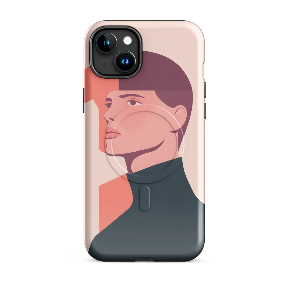Contemplative Portrait in Minimalism | Phone Case |  15 Plus | MagSafe® Tough Case | Glossy