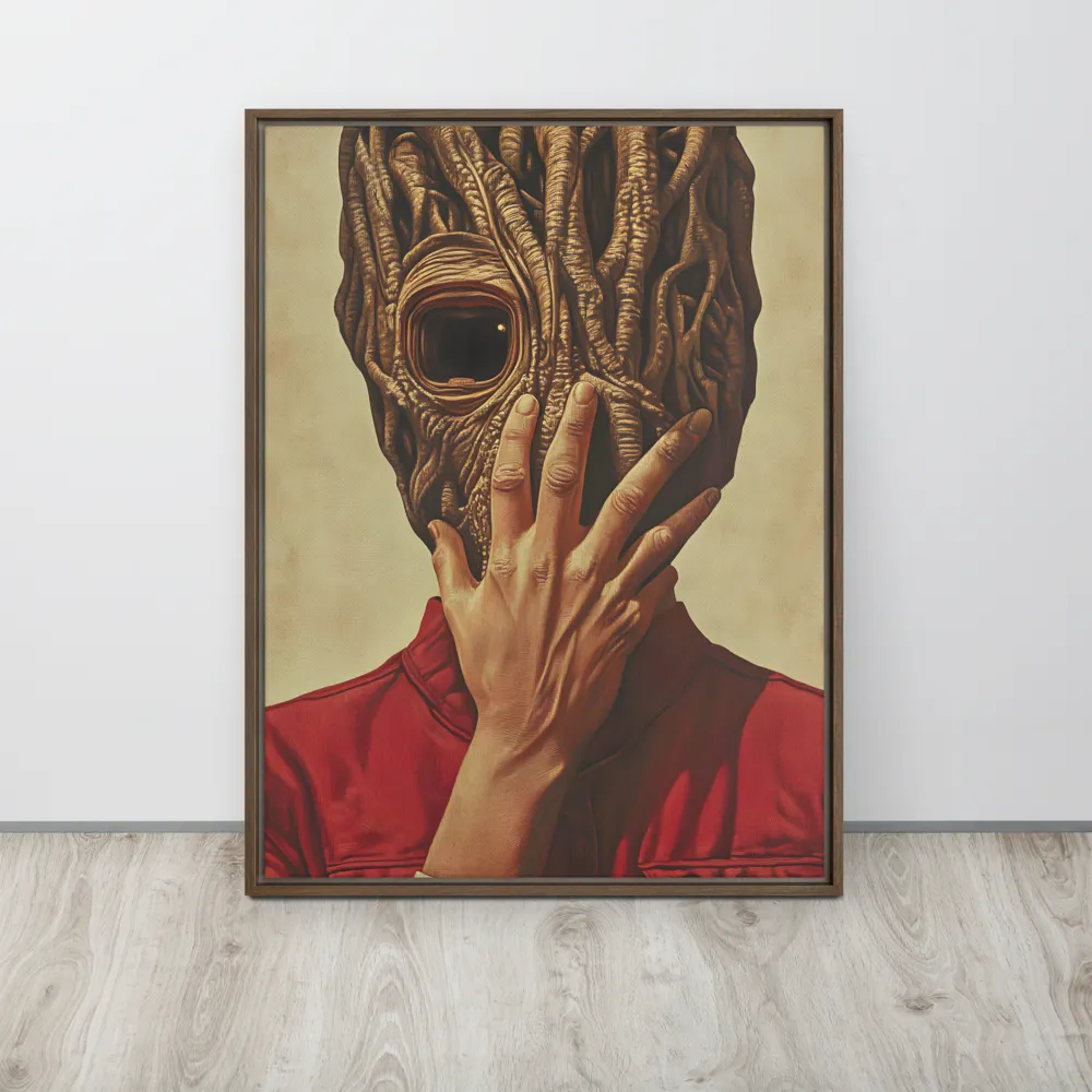 The Mask of Roots | Canvas with Brown Frame | 24″×32″