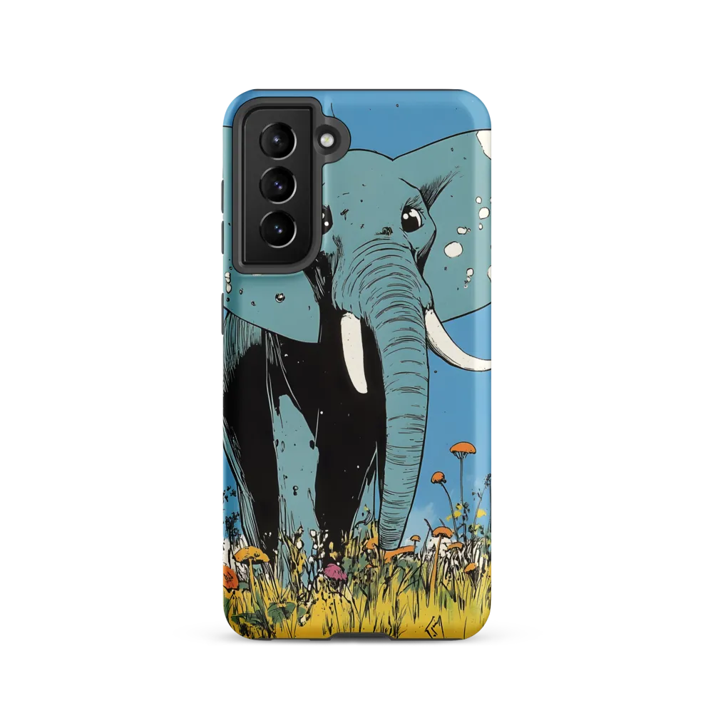 Whimsical Blue Elephant in Bloom