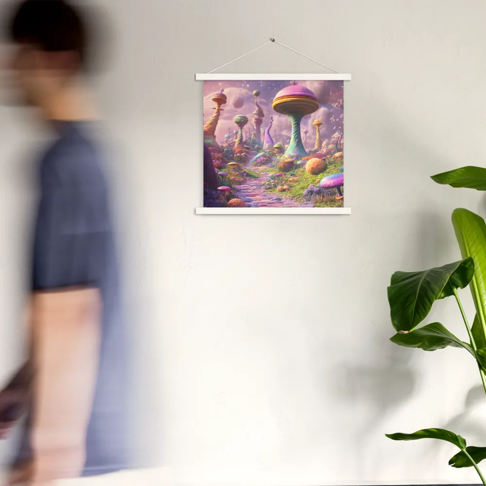 Whimsical Worlds: A Journey Through Fantasy | Poster With White Wood Hanger | 18″×18″