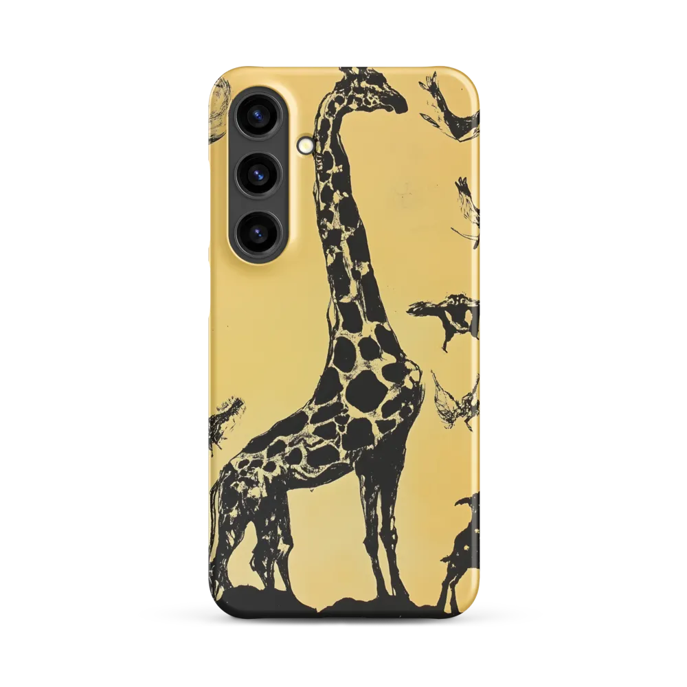 Whimsical Harmony of Giraffe and Birds