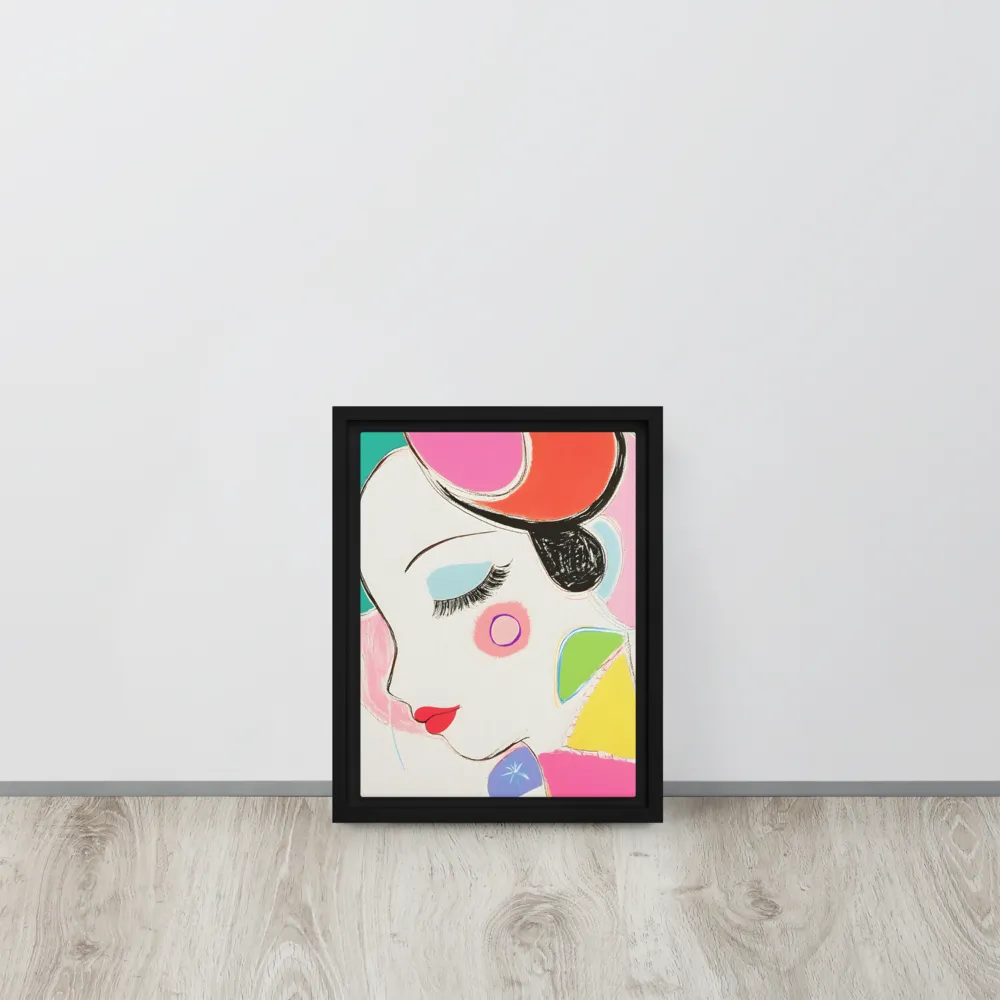 Whimsical Portrait in Colorful Abstraction | Canvas with Black Frame | 9″×12″