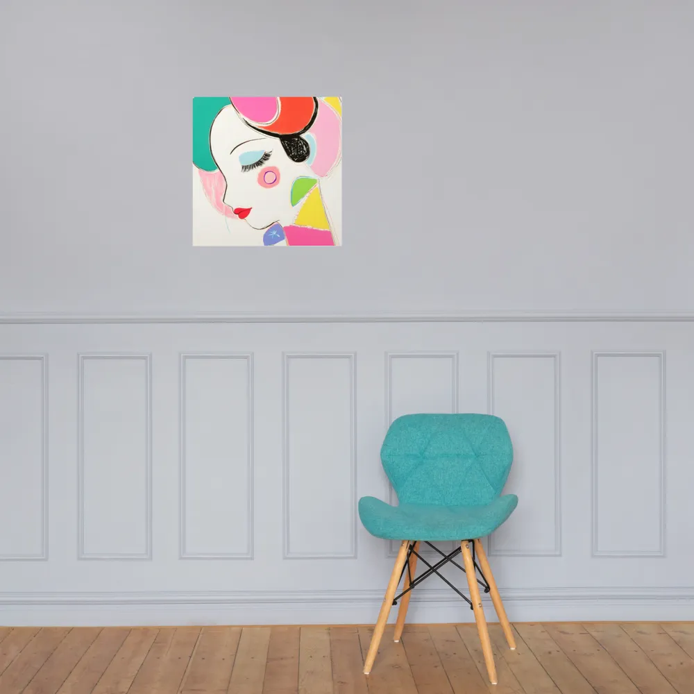 Whimsical Portrait in Colorful Abstraction | Poster | 18″×18″