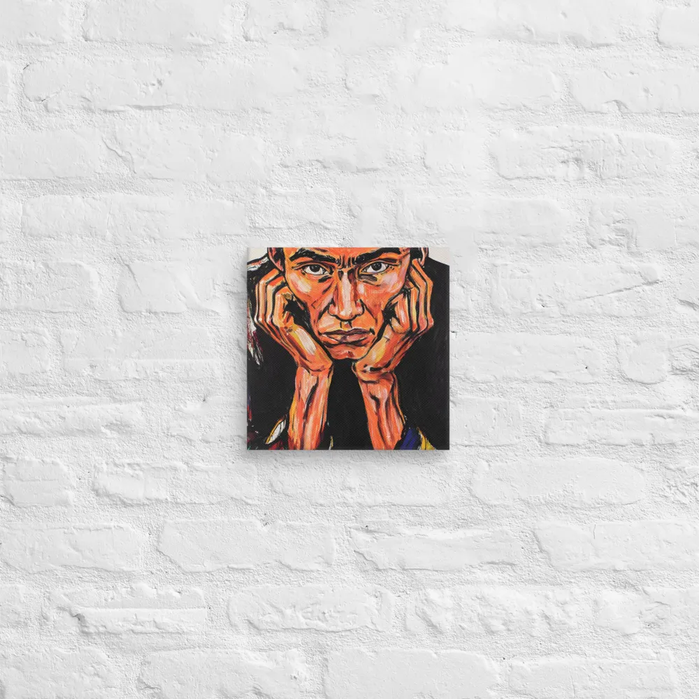 Contemplative Intensity: An Expressionist Portrait | Canvas | 10″×10″