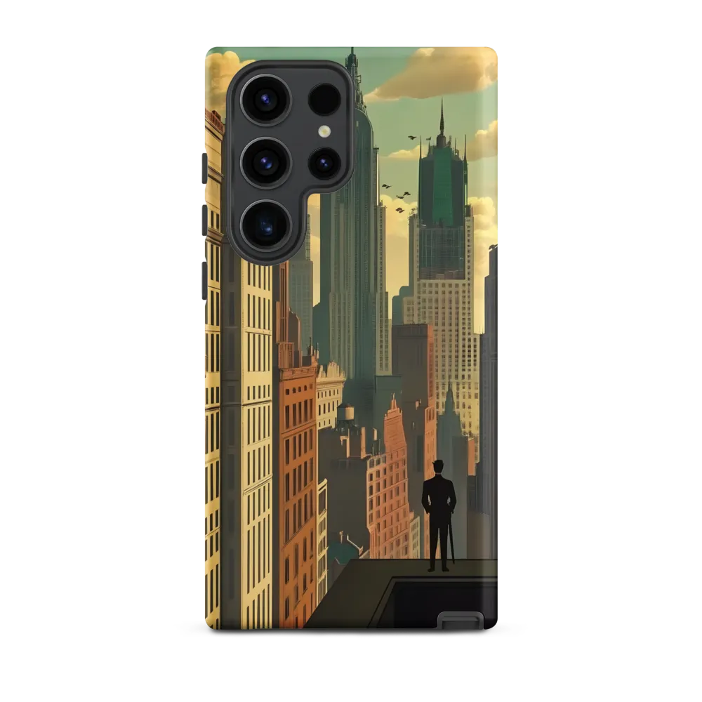 Urban Dreams: A Silhouette in Art Deco Cityscape