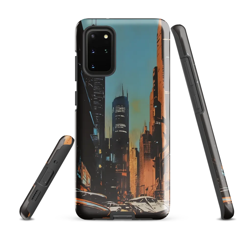 Futuristic Cityscape in Blue and Orange
