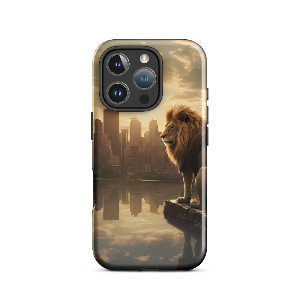 The Lion's Gaze Over the Urban Symphony | Phone Case |  16 Pro | Tough Case | Glossy