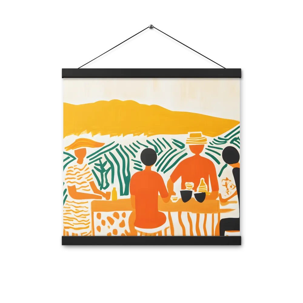 Summer Vibes: Café Conversations | Poster With Black Wood Hanger | 16″×16″