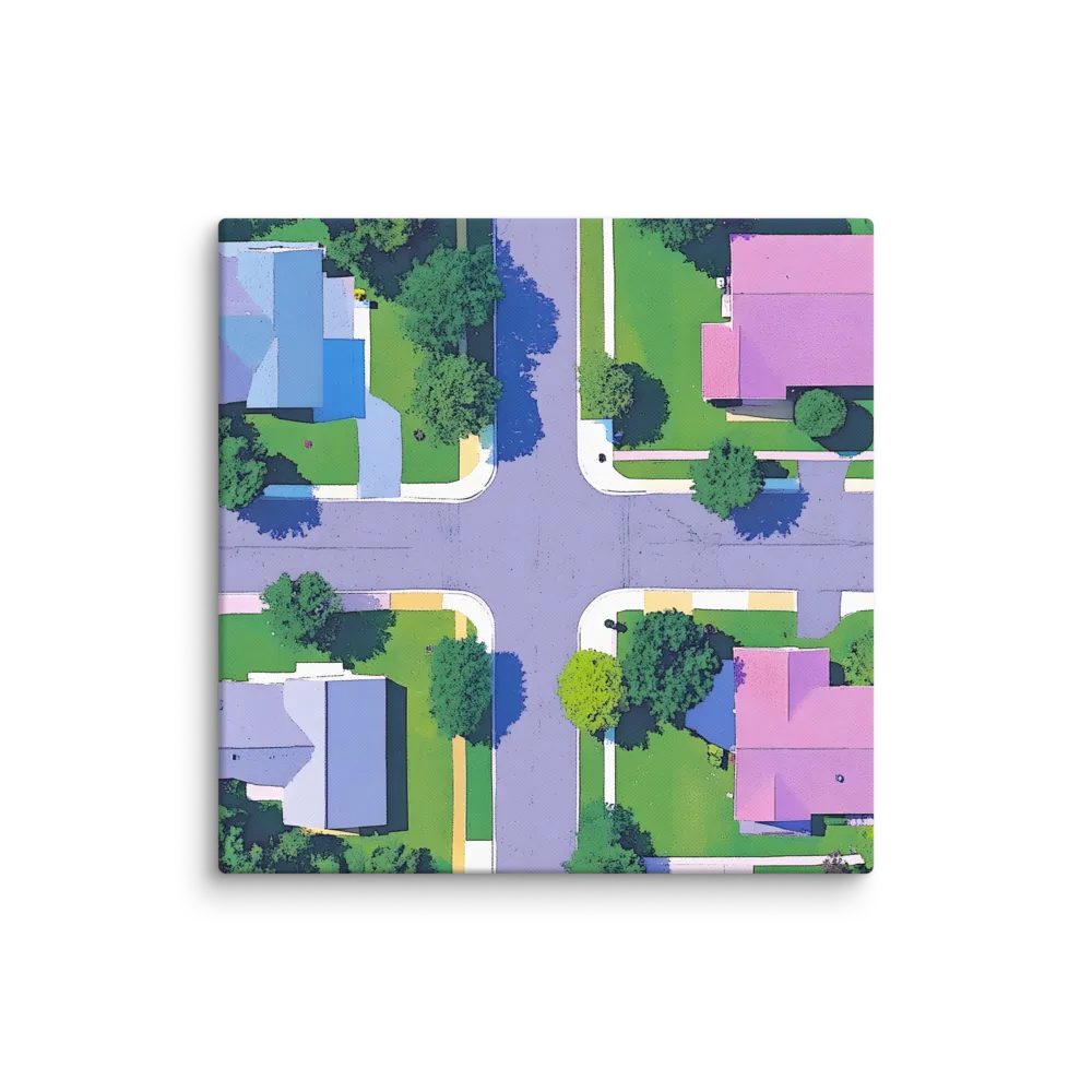 Aerial Harmony: Suburban Crossroads | Canvas | 28″×28″