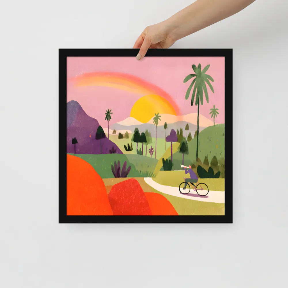 Sunlit Bicycle Ride 
 Poster with Black Frame | 16″x 16″