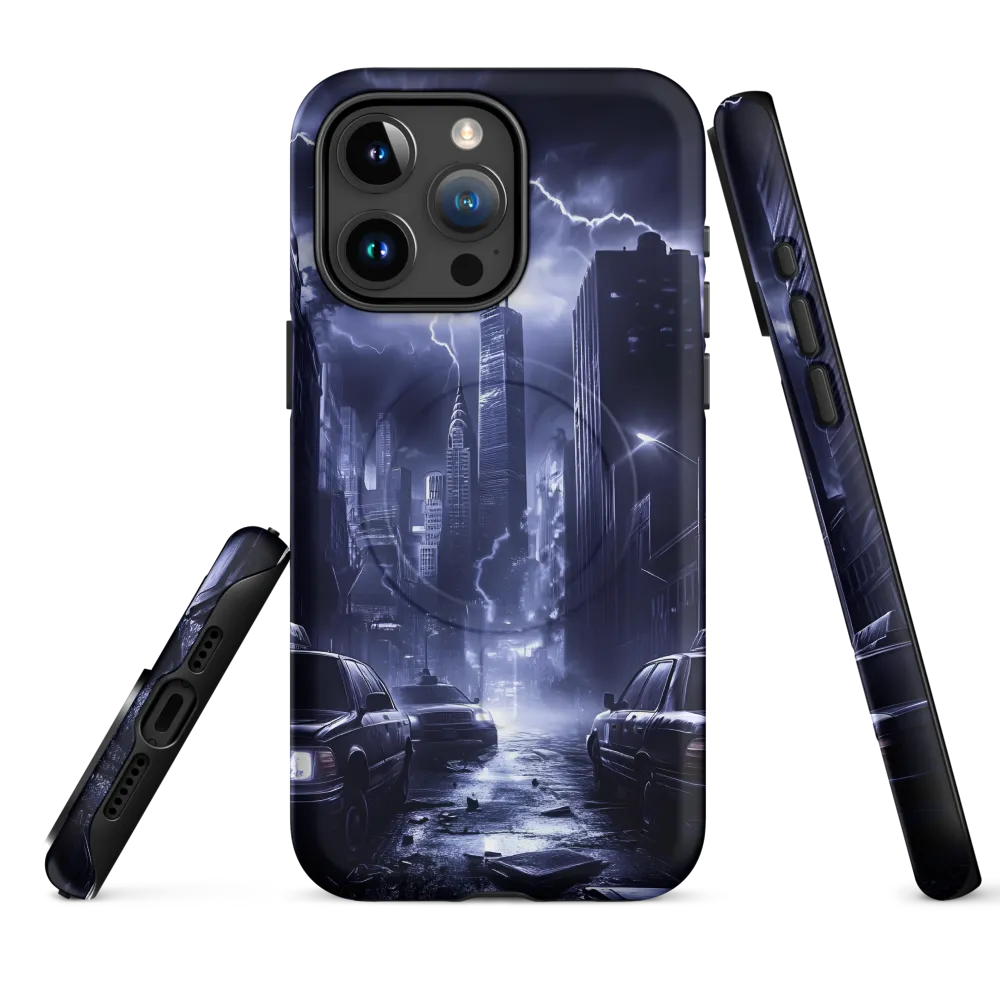 Stormy Cityscape: Shadows of the Night | Phone Case |  15 Pro Max | MagSafe® Tough Case | Matte